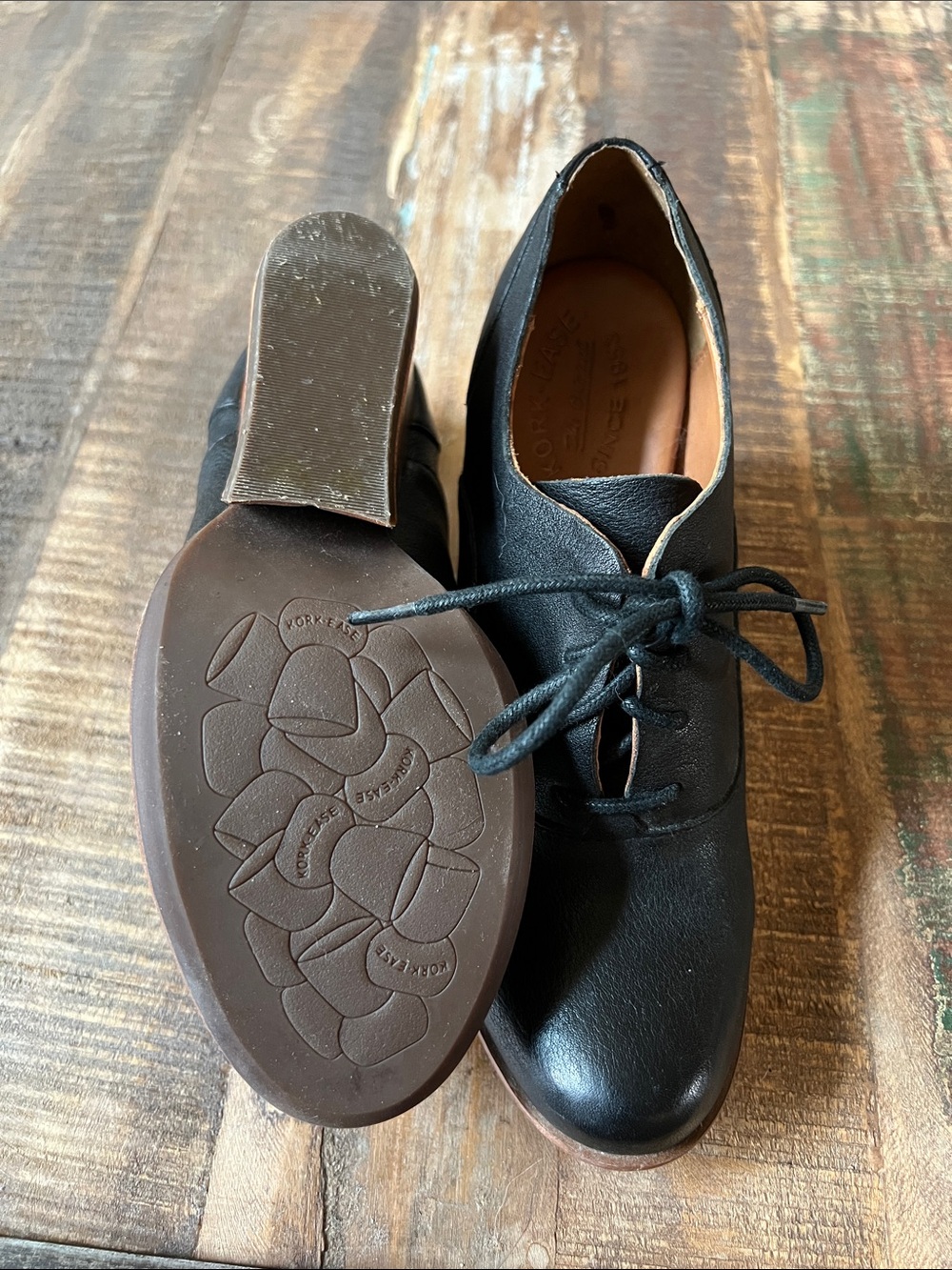 Kork-Ease Black Leather Wedge Oxford Heels - Picture 4 of 4